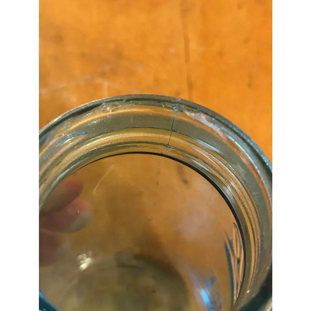 Vintage Ball Perfect Quart Mason Jar Aqua Blue Zinc Porcelain Screw Lid (5010)